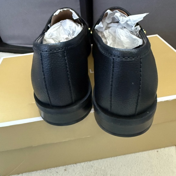 Michael Kors Black Leather Penny Loafers with Gold Hardware (NEW with box) - Picture 3 of 7